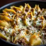 Crockpot Cheesy Ranch Beef Pasta Shells Recipe