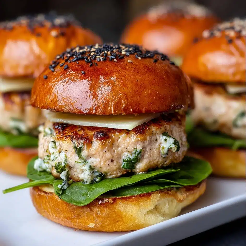 White Cheddar Spinach Chicken Burgers Recipe - Recipe Image