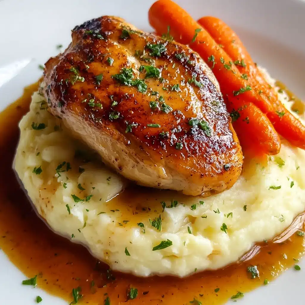 GARLIC HERB CHICKEN WITH MASHED POTATOES AND GLAZED CARROTS Recipe - Recipe Image