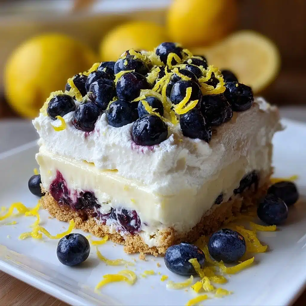 No-Bake Lemon Dazzling Blueberry Cream Cake Recipe - Recipe Image