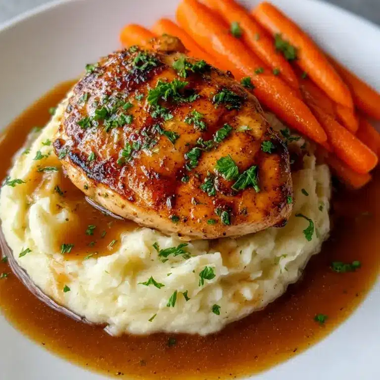 GARLIC HERB CHICKEN WITH MASHED POTATOES AND GLAZED CARROTS Recipe