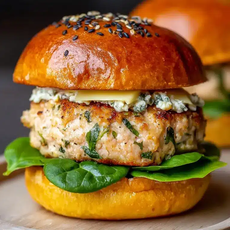 White Cheddar Spinach Chicken Burgers Recipe