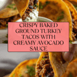 Crispy Baked Ground Turkey Tacos with Avocado Sauce Recipe