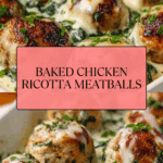 Baked Chicken Ricotta Meatballs with Spinach Alfredo Sauce Recipe