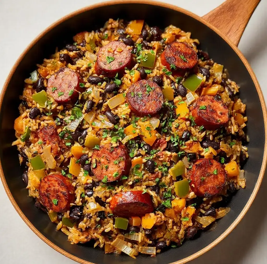 Hearty Black Beans and Rice with chicken sausage Recipe