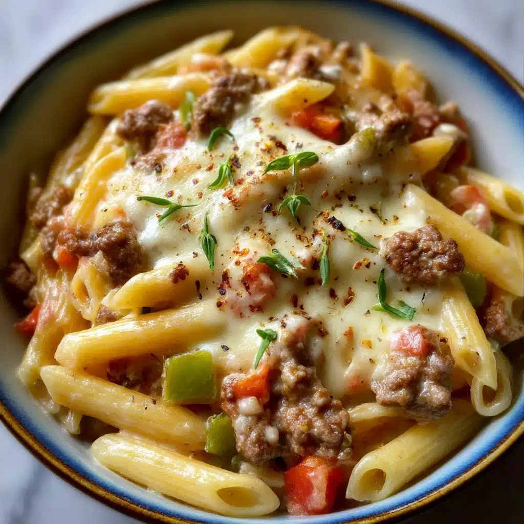 Philly Cheesesteak Pasta Recipe - Recipe Image
