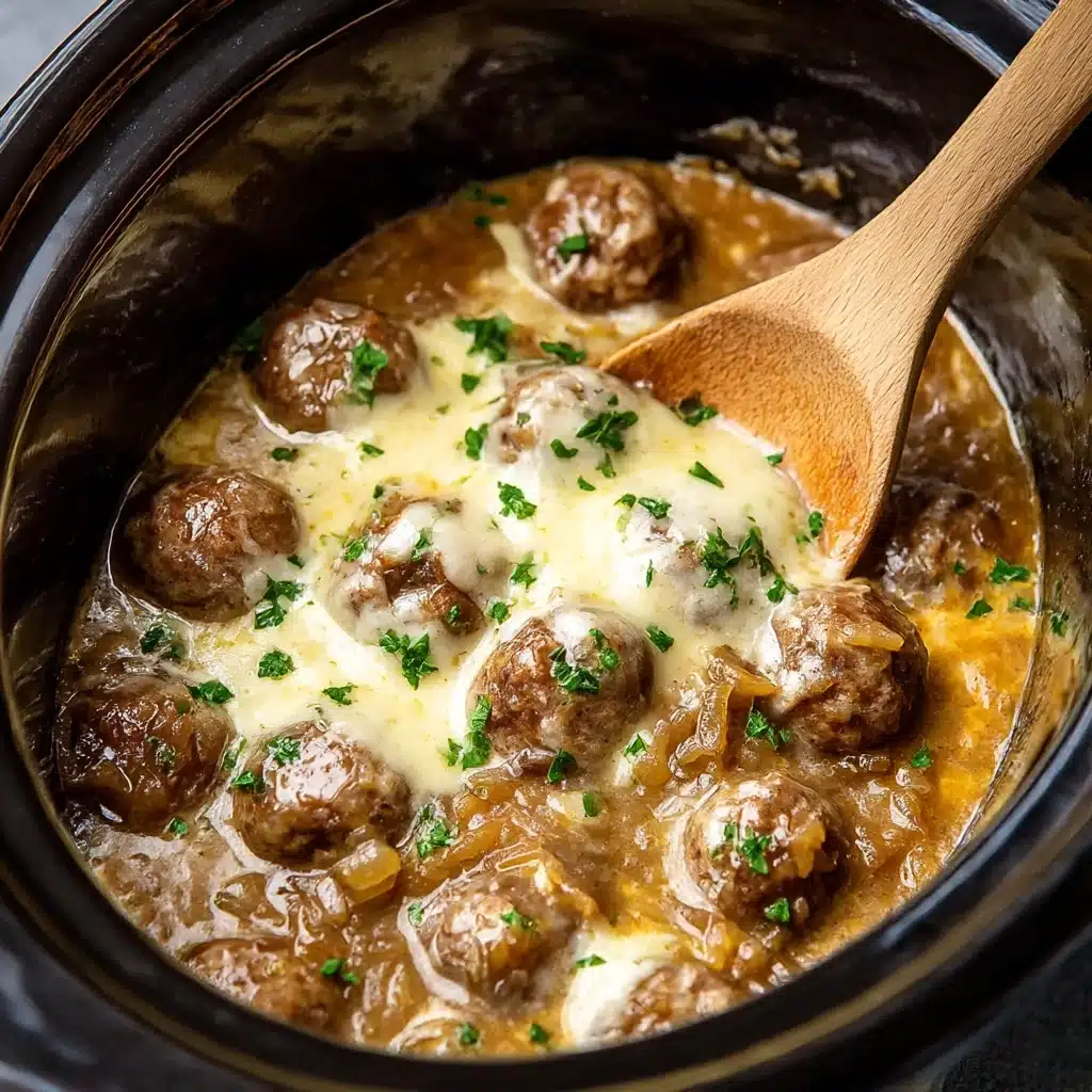 Crock Pot French Onion Meatballs Recipe - Recipe Image