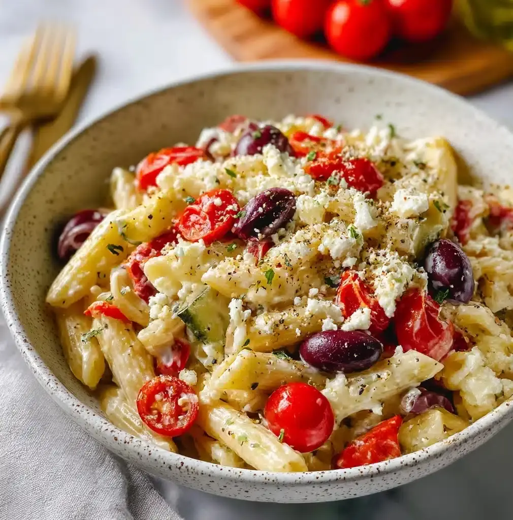 Greek Pasta with Feta & Olives Recipe