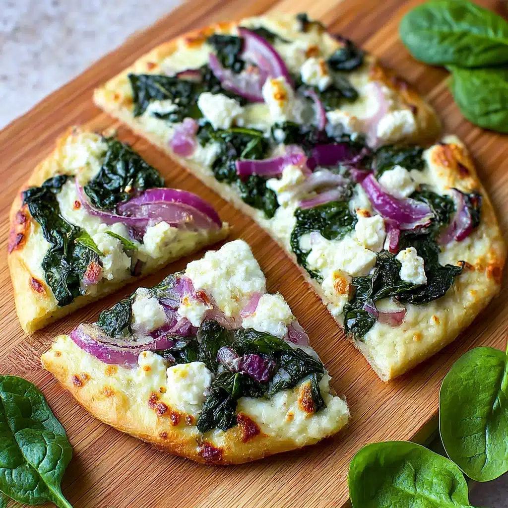 Tasty Spinach and Feta Flatbread Pizza Recipe - Recipe Image