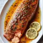 Glazed Brown Sugar Soy Salmon with Garlic and Lemon