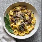 Cheese Tortellini with Butter, Mushrooms, and Crispy Sage Recipe