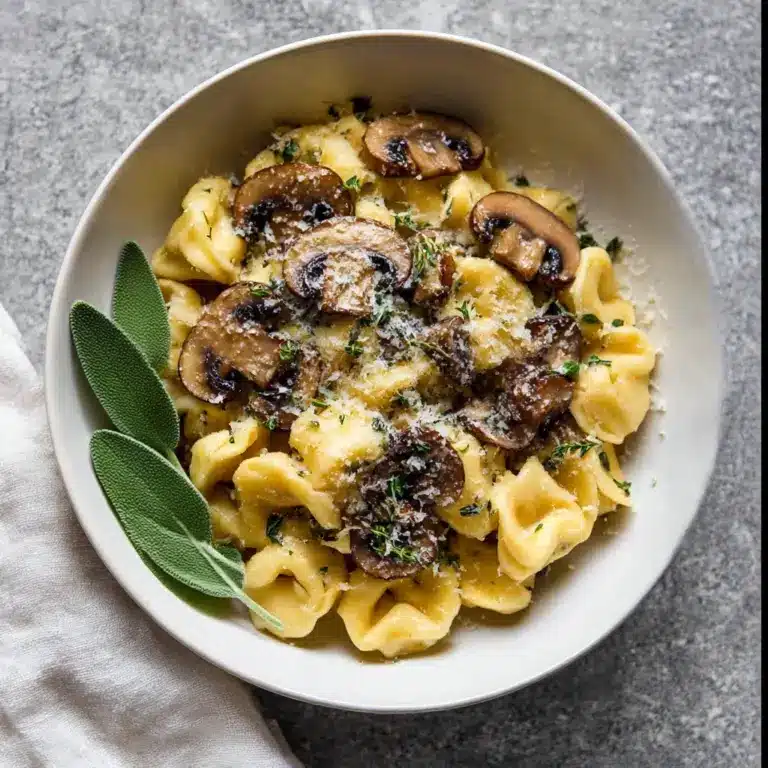 Cheese Tortellini with Butter, Mushrooms, and Crispy Sage Recipe