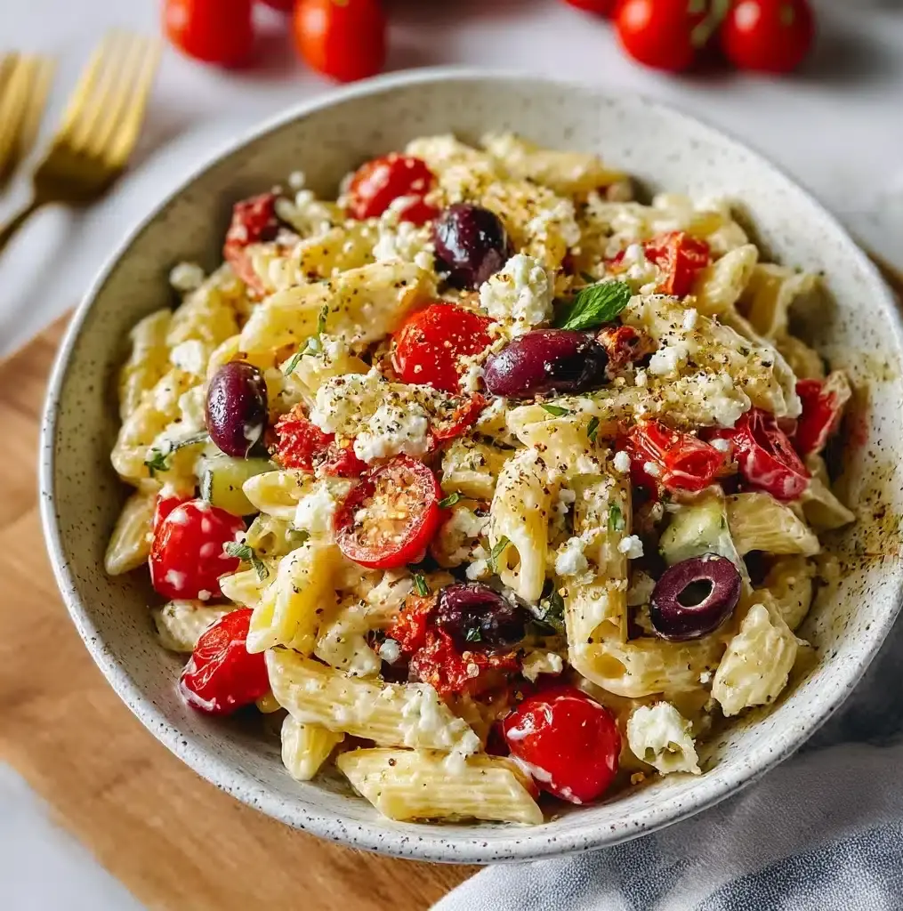 Greek Pasta with Feta & Olives Recipe