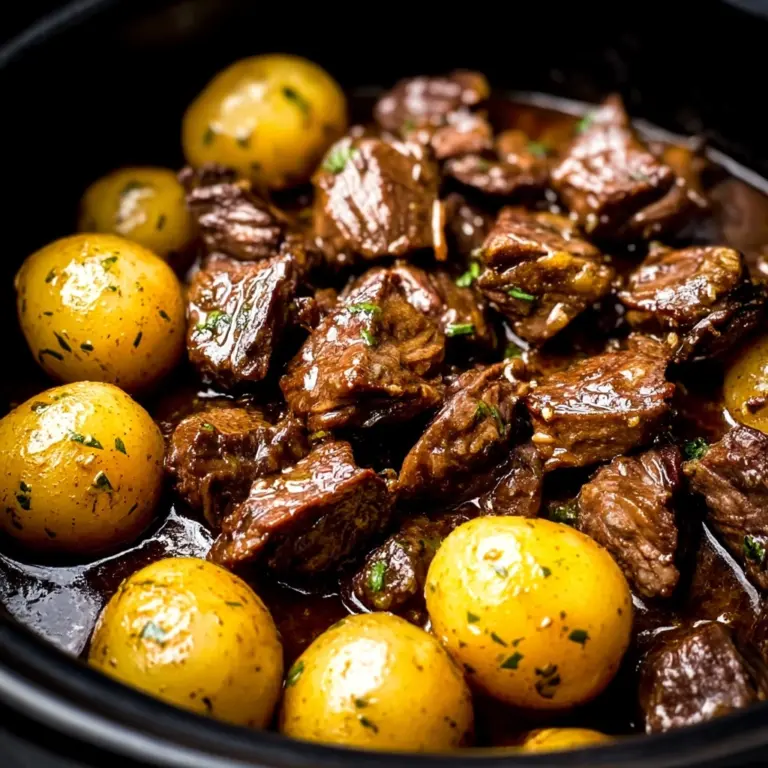 Crockpot Garlic Butter Beef Bites with Potatoes Recipe