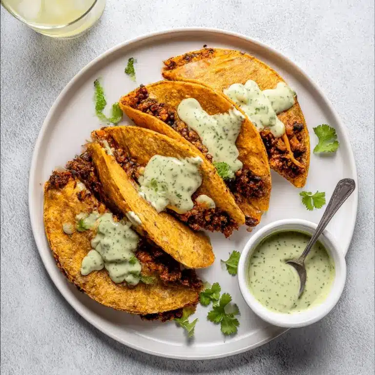 Crispy Baked Ground Turkey Tacos with Avocado Sauce Recipe