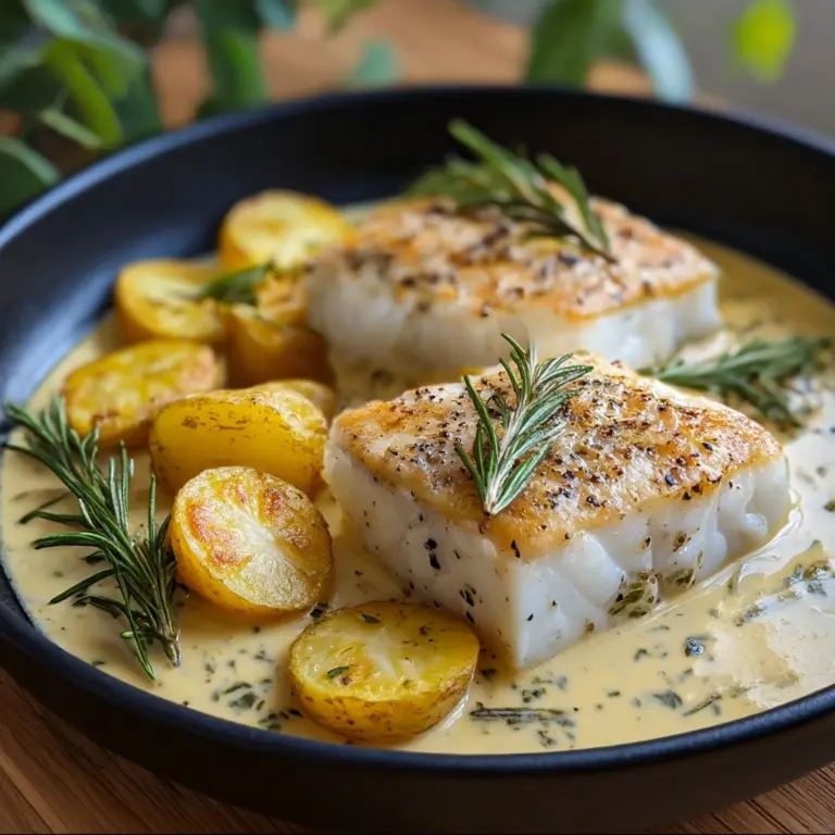 The best Cod & Potatoes in Rosemary Cream Sauce Recipe