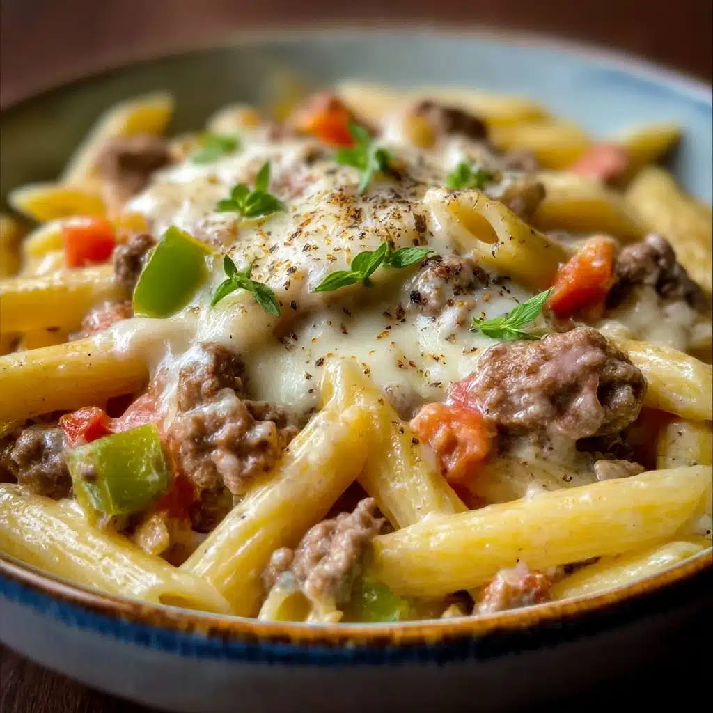 Philly Cheesesteak Pasta Recipe - Recipe Image
