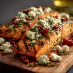 Mediterranean Baked Salmon With Feta & Sun-dried Tomatoes Recipe