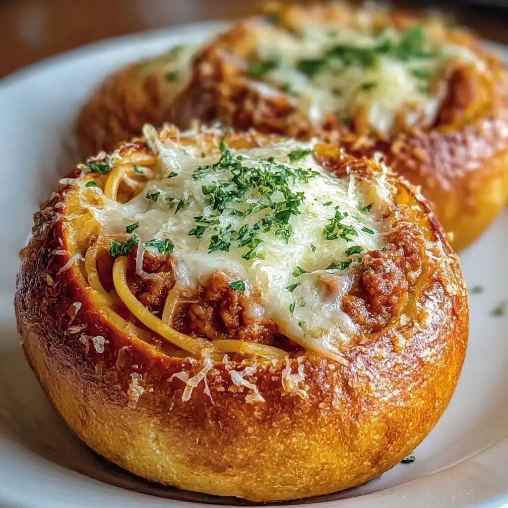 Spaghetti Garlic Bread Bowls Recipe - Recipe Image