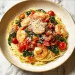 Tomato Spinach Shrimp Pasta Recipe