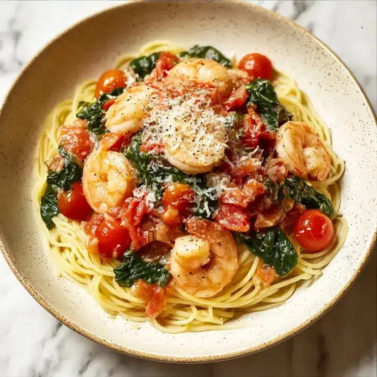 Tomato Spinach Shrimp Pasta Recipe
