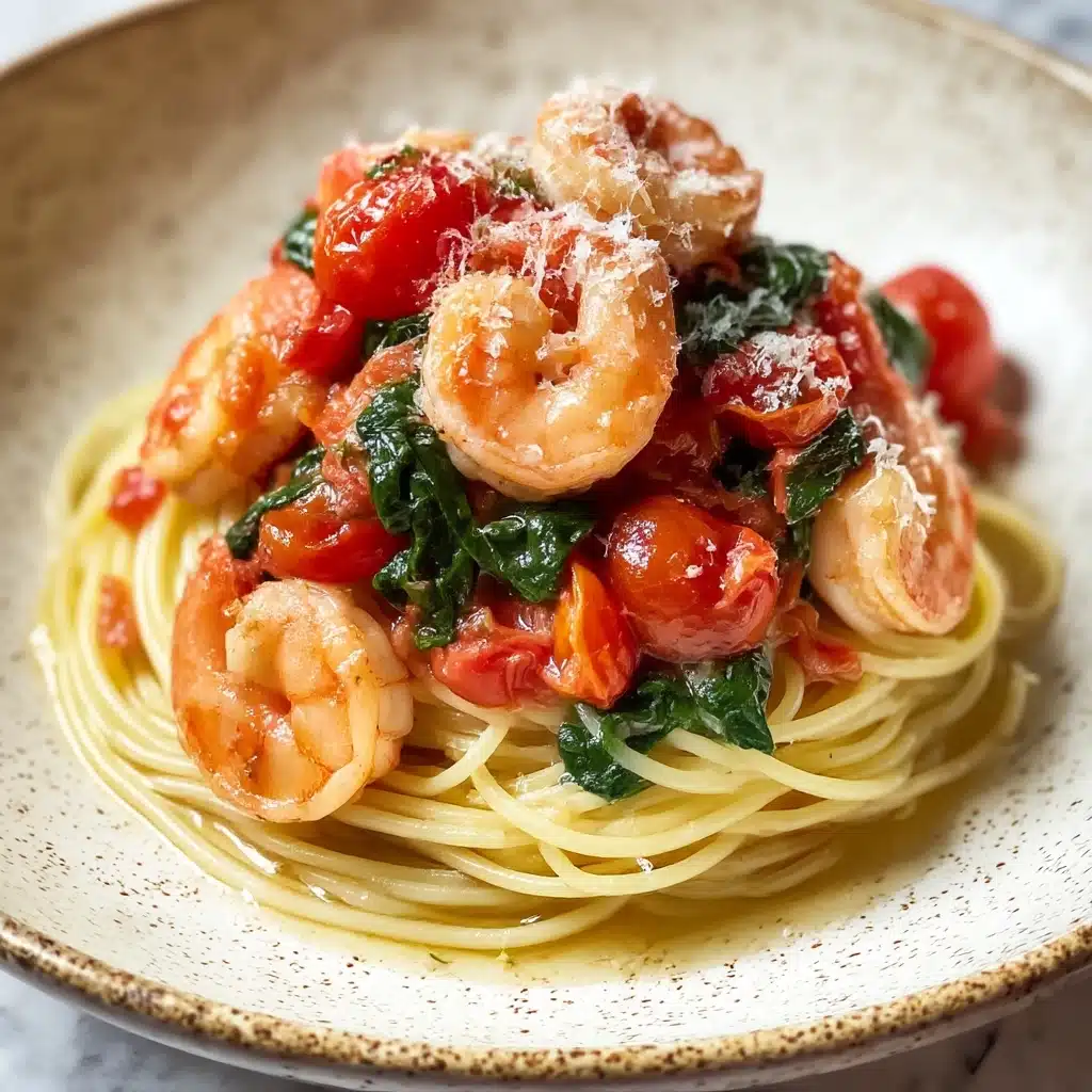 Tomato Spinach Shrimp Pasta Recipe - Recipe Image