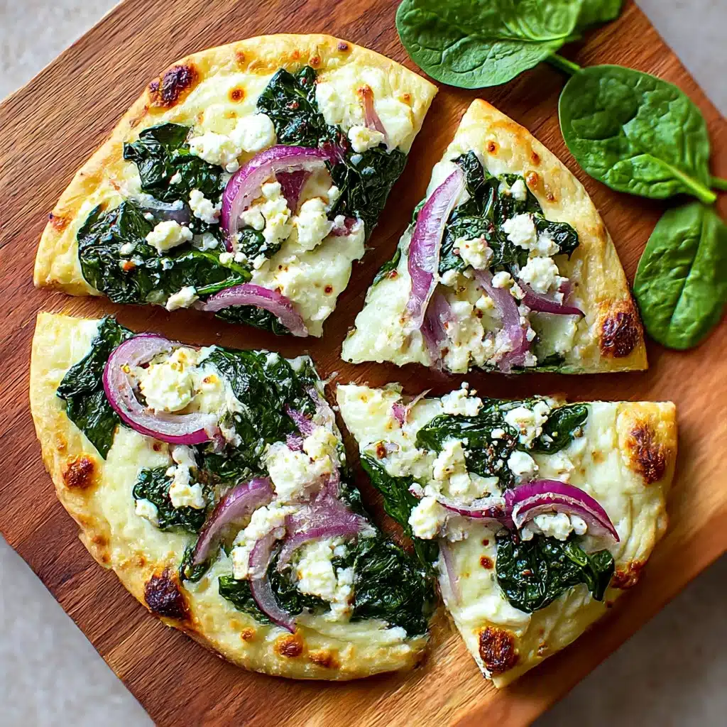 Tasty Spinach and Feta Flatbread Pizza Recipe - Recipe Image
