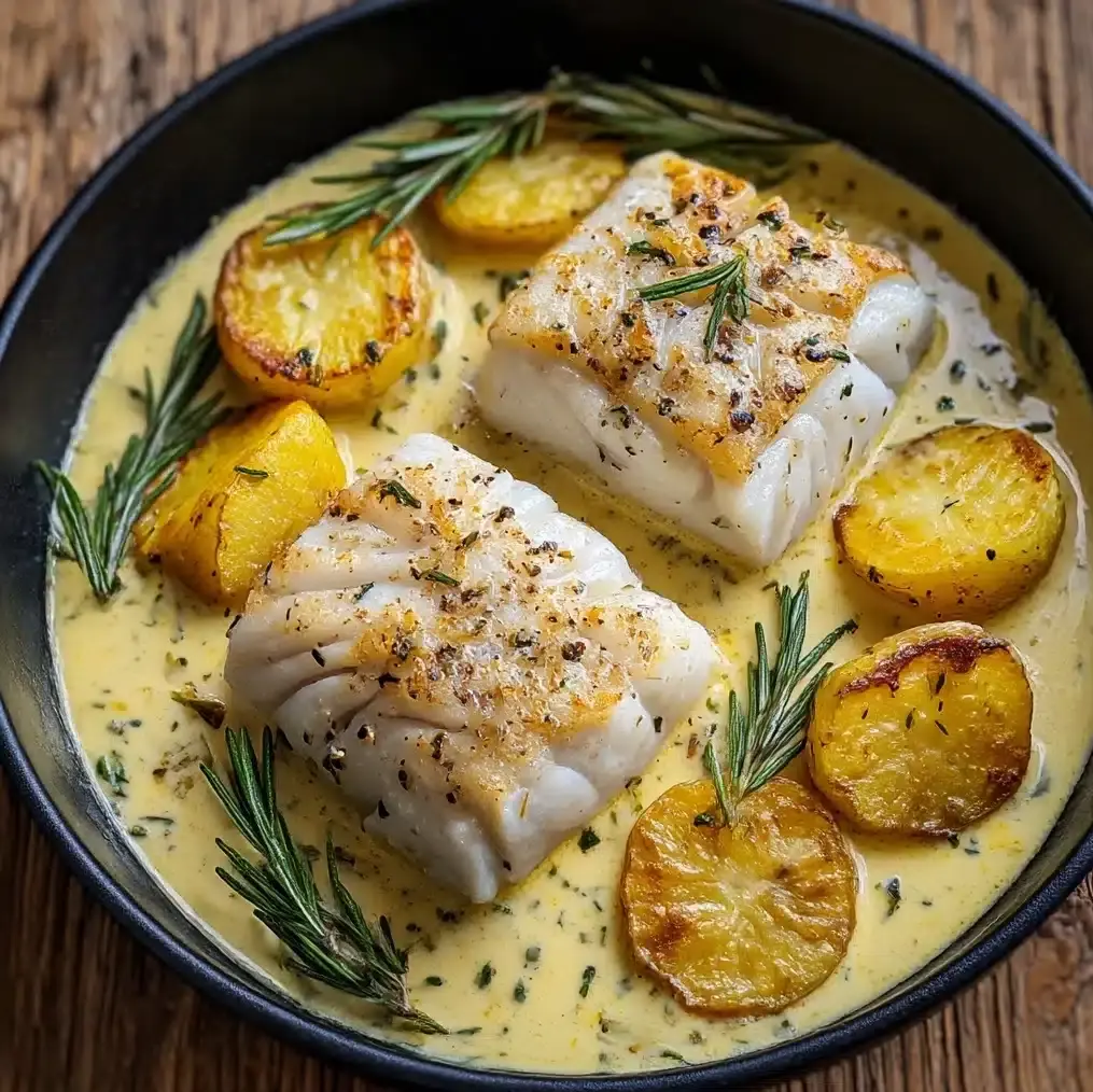 The best Cod & Potatoes in Rosemary Cream Sauce Recipe
