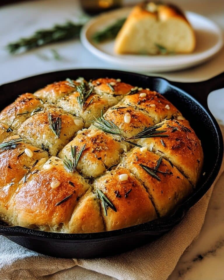 Rustic Garlic Rosemary Skillet Bread Recipe