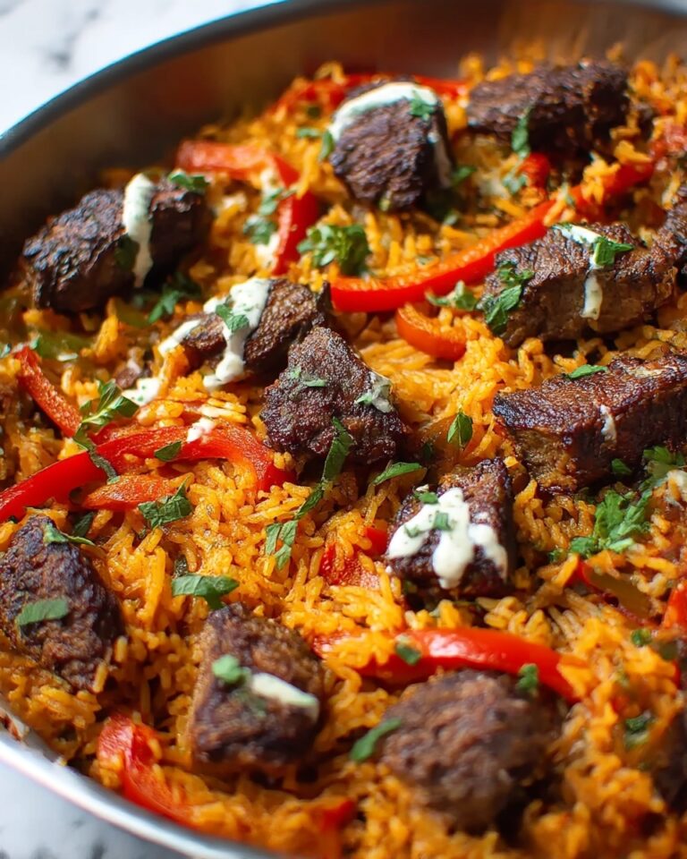 Steak with Savory Tomato Rice Recipe