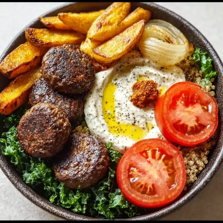 Burger Bowls with Caramelized Onion Aioli Recipe