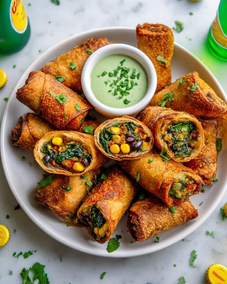 Southwest Egg Rolls with Avocado Ranch Dipping Sauce Recipe