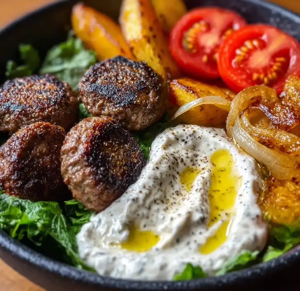 Burger Bowls with Caramelized Onion Aioli Recipe
