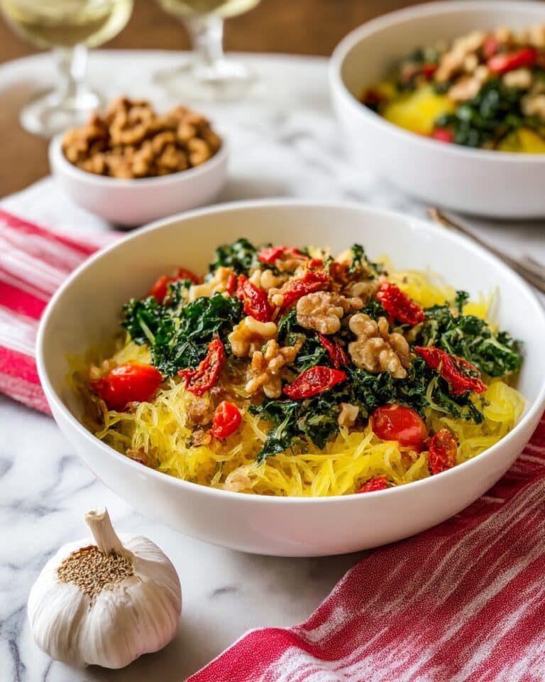Roasted Garlic and Kale Spaghetti Squash with Sun-Dried Tomatoes Recipe