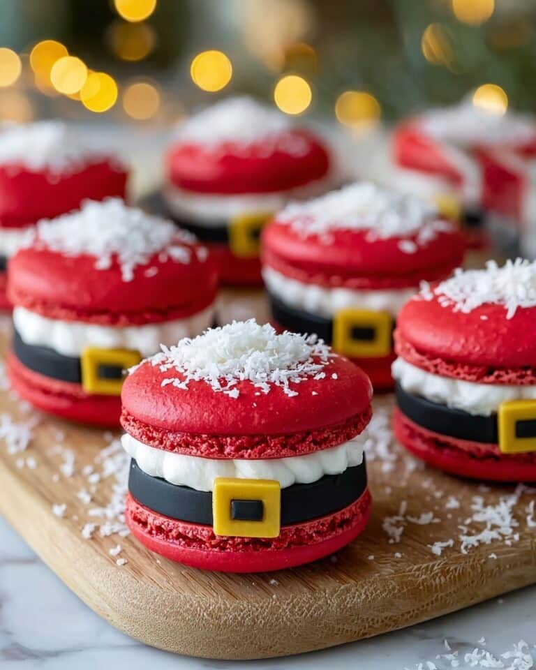 Santa Claus Macarons with Red and Black Decorations Recipe