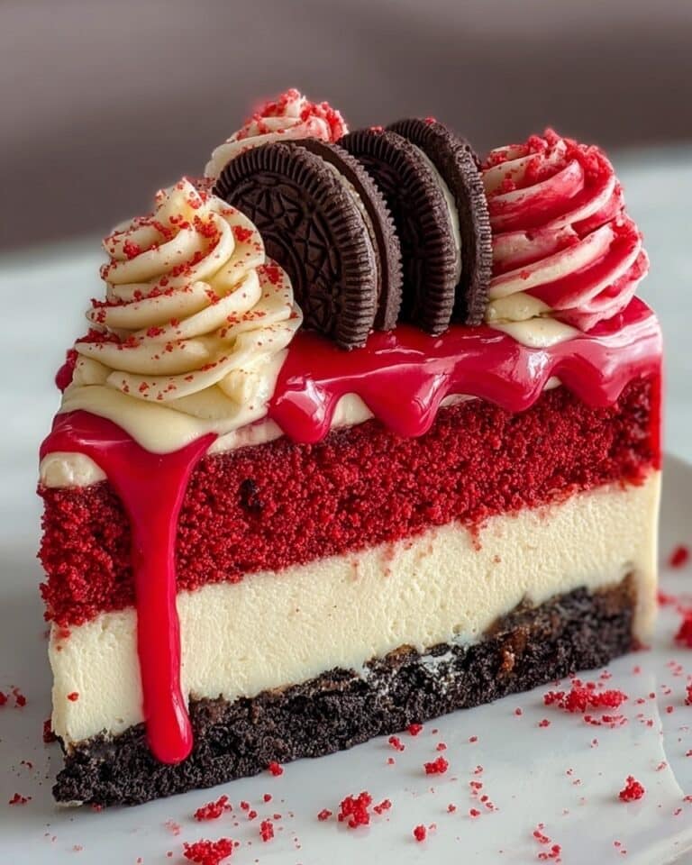 Decadent Oreo Red Velvet Cheesecake Drip Cake Recipe