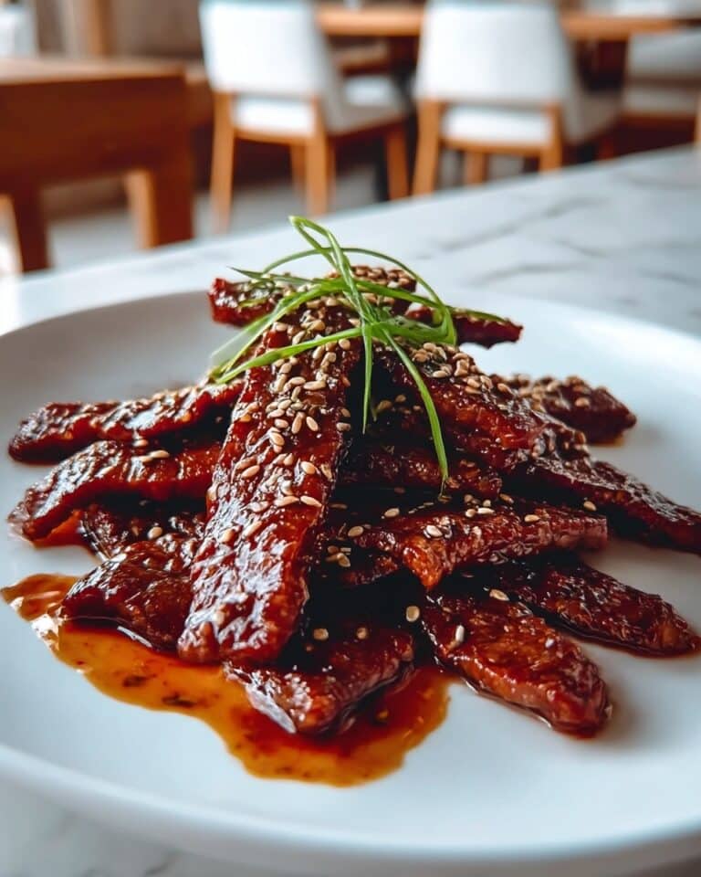 Teriyaki Marinated Beef Strips with Sesame Seeds Recipe