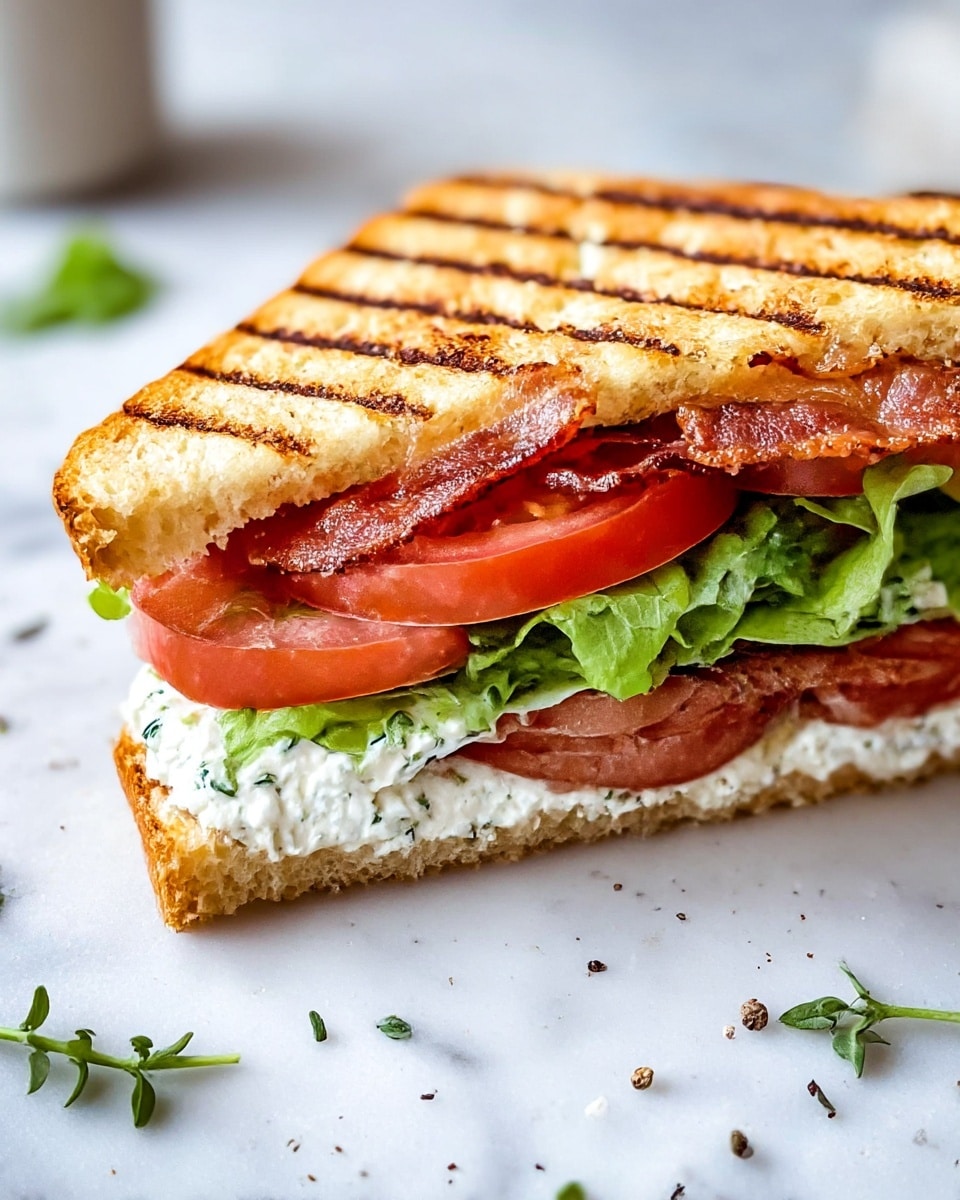 A rectangular flatbread with a golden-brown, slightly bubbly crust is shown partially topped on one side with a thick layer of creamy white spread. On top of the spread, there is a layer of fresh green leafy arugula. Over the arugula, there are several slices of red cherry tomatoes and crispy strips of cooked bacon, each piece showing a mix of reddish-brown and pink tones. The toppings are lightly seasoned with cracked black pepper. The flatbread rests on white baking paper over a white marbled surface. photo taken with an iphone --ar 4:5 --v 7
