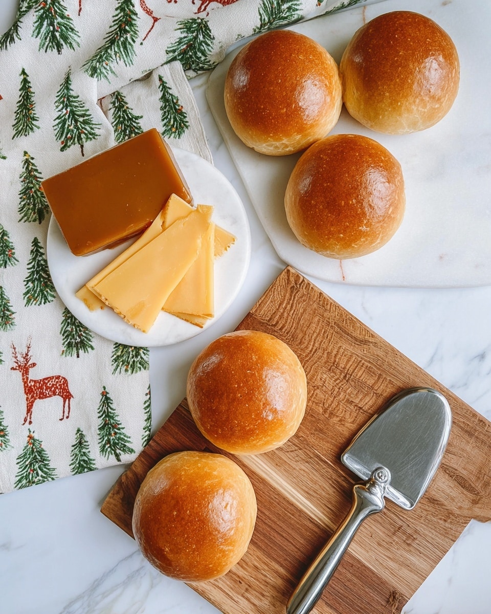The image shows three shiny golden brown dinner rolls placed on a wooden board with visible grain patterns. Each roll is smooth and round, with a slightly cracked and glossy crust on top, showing a soft texture inside. The wooden board rests on a white marbled surface, and in the blurred background, a cloth with green leaf designs adds a soft touch. The rolls have a warm, fresh-baked look, with light reflecting gently off their tops. photo taken with an iphone --ar 4:5 --v 7