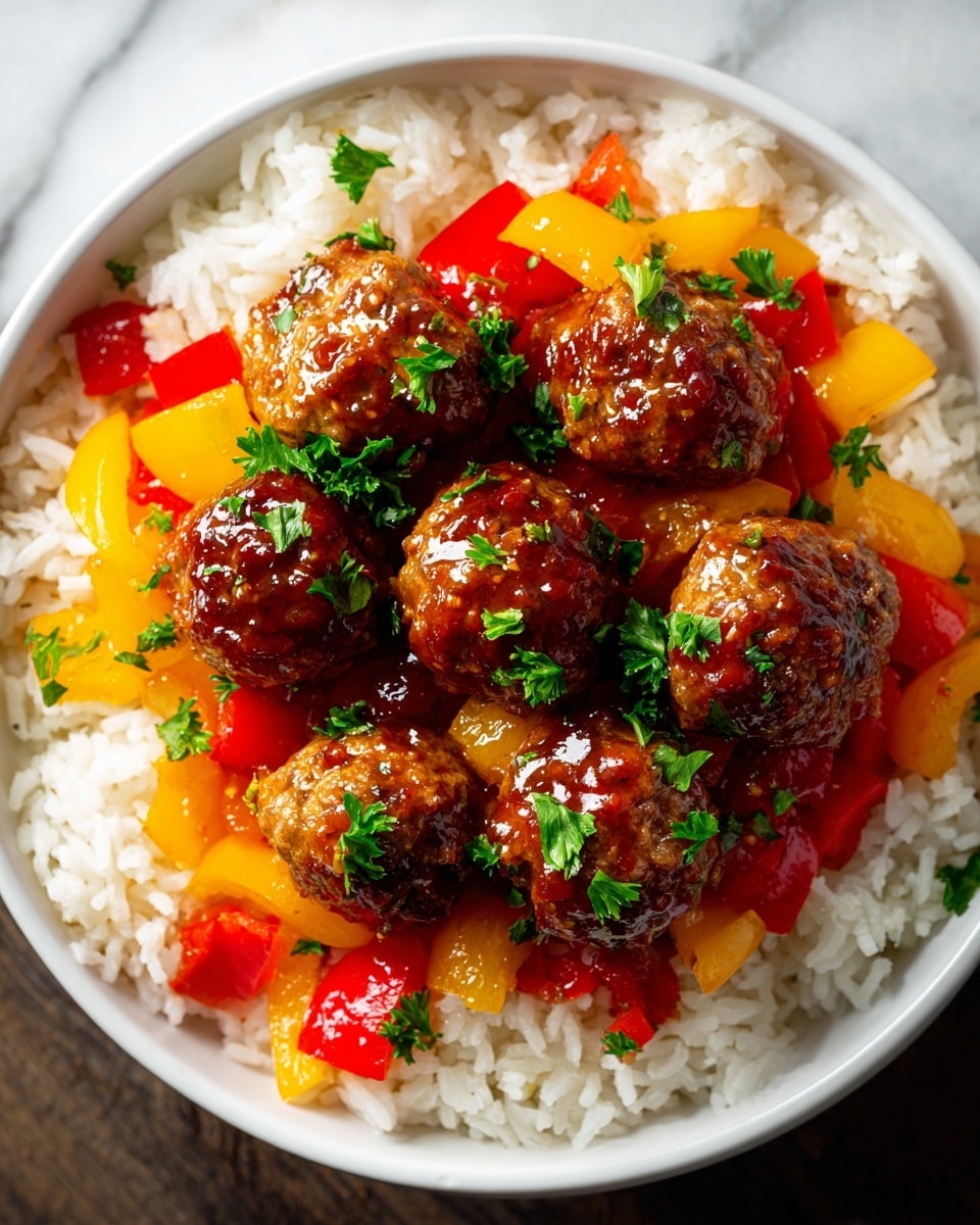 The image shows a close-up of many glossy meatballs covered in a shiny dark brown sauce, each meatball round and textured with a crispy surface. Scattered among the meatballs are chunks of bright yellow pineapple, adding a pop of color and a juicy texture contrast. The dish sits in a deep container, but the focus is tightly on the sauced meatballs and pineapple pieces. The background is softly blurred, highlighting the rich texture and vibrant glaze on the meatballs. photo taken with an iphone --ar 4:5 --v 7