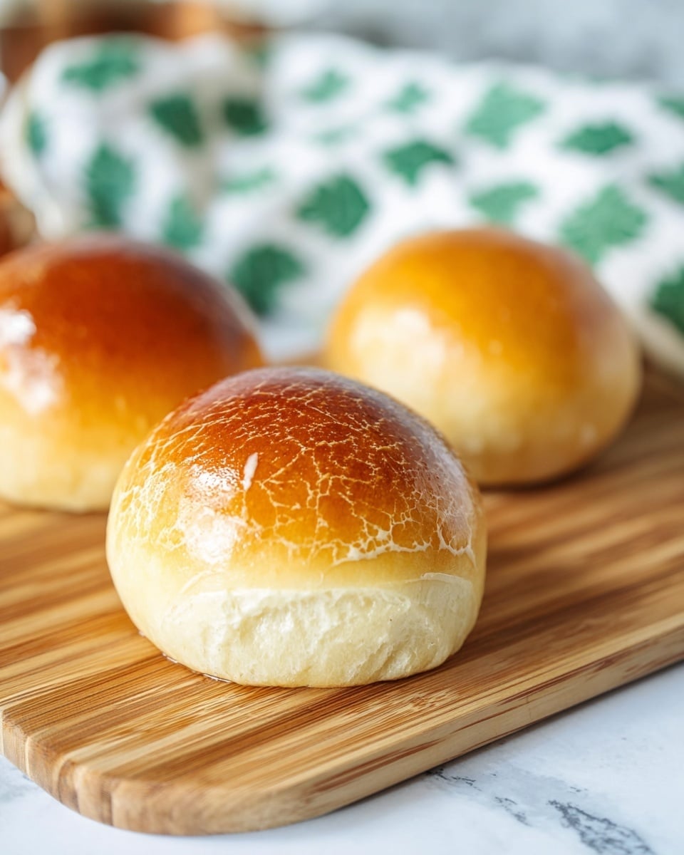 The image shows a group of six golden-brown round bread rolls with a shiny, smooth top crust. Three of the rolls are placed close together on a white marble surface, while the other three are arranged neatly on a light brown wooden cutting board with visible grain patterns. Near the bread rolls, there is a white marble slab holding a block of caramel-colored cheese and three thin, square slices of the same cheese. A silver cheese slicer with a flat, wide blade rests on the marble slab next to the cheese. A cloth with a white background decorated with green pine tree prints and small red animal shapes lies next to the bread rolls and marble slab. The whole scene is set on a white marbled texture surface. photo taken with an iphone --ar 4:5 --v 7