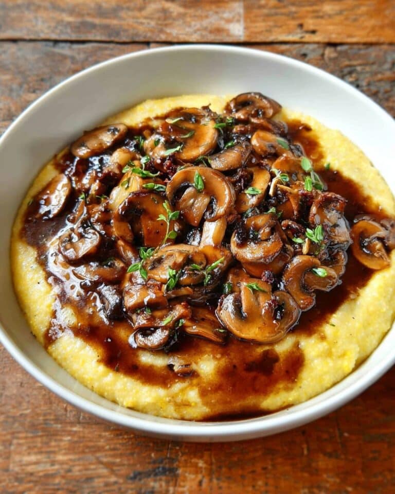 Vegan Creamy Polenta with Red Wine Mushrooms Recipe