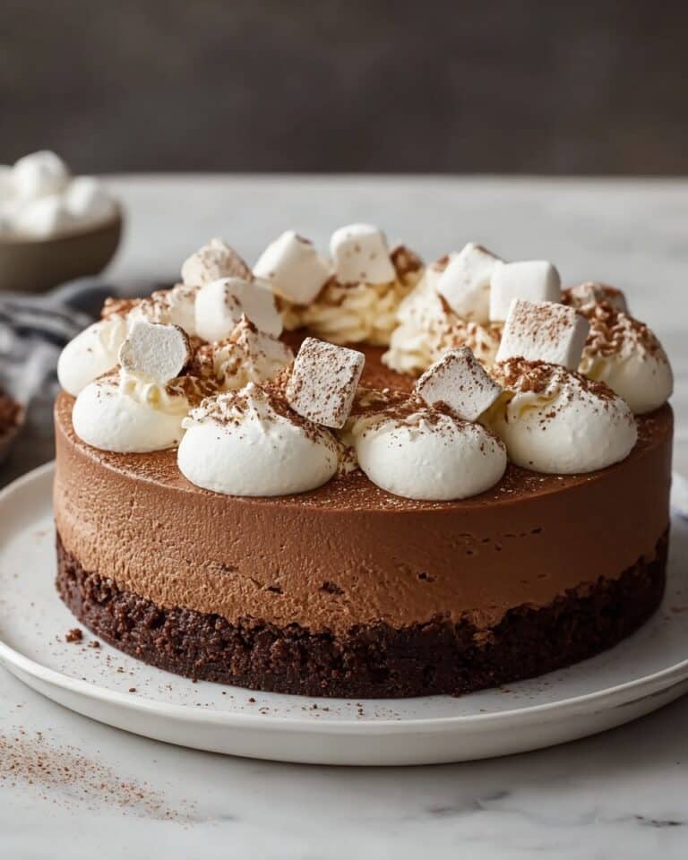 Decadent Hot Cocoa Cheesecake with Marshmallow Whipped Cream Recipe