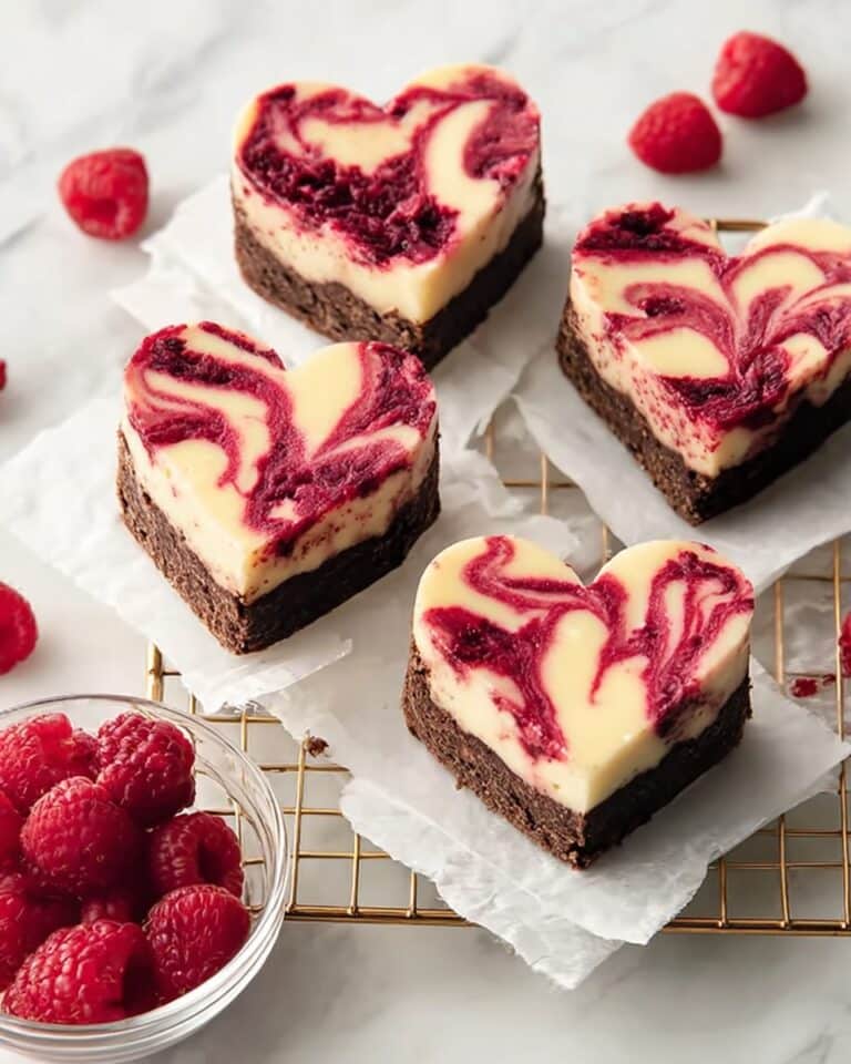 Heart Shaped Brownies with Raspberry Swirl and Cheesecake Topping Recipe
